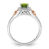 14k White Gold w/RG Accent Peridot and Diamond Halo Ring